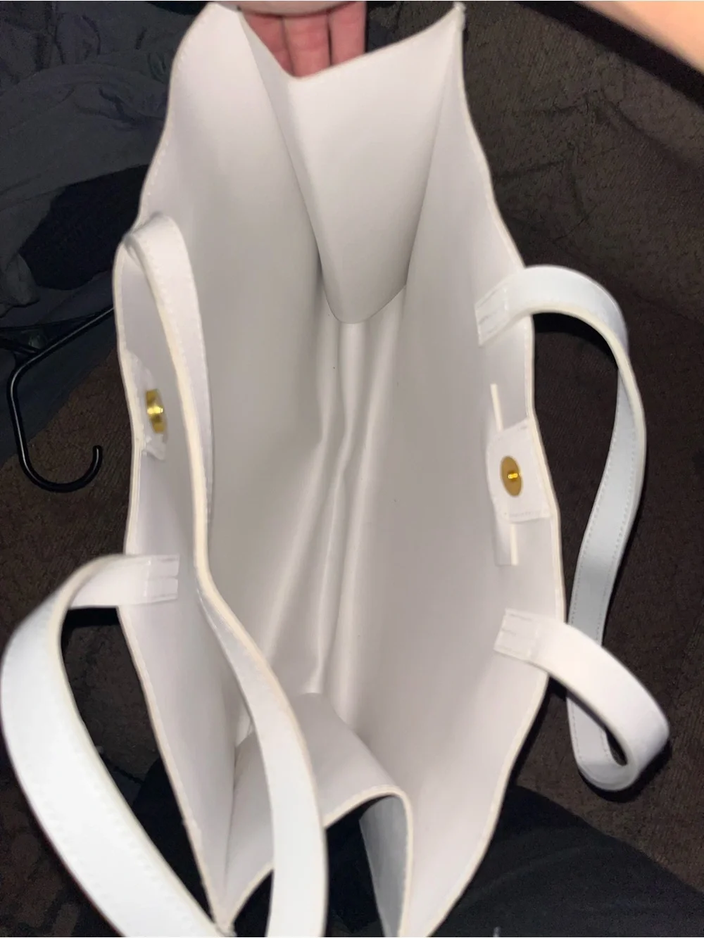Vince Camuto White Tote with Gold Nameplate